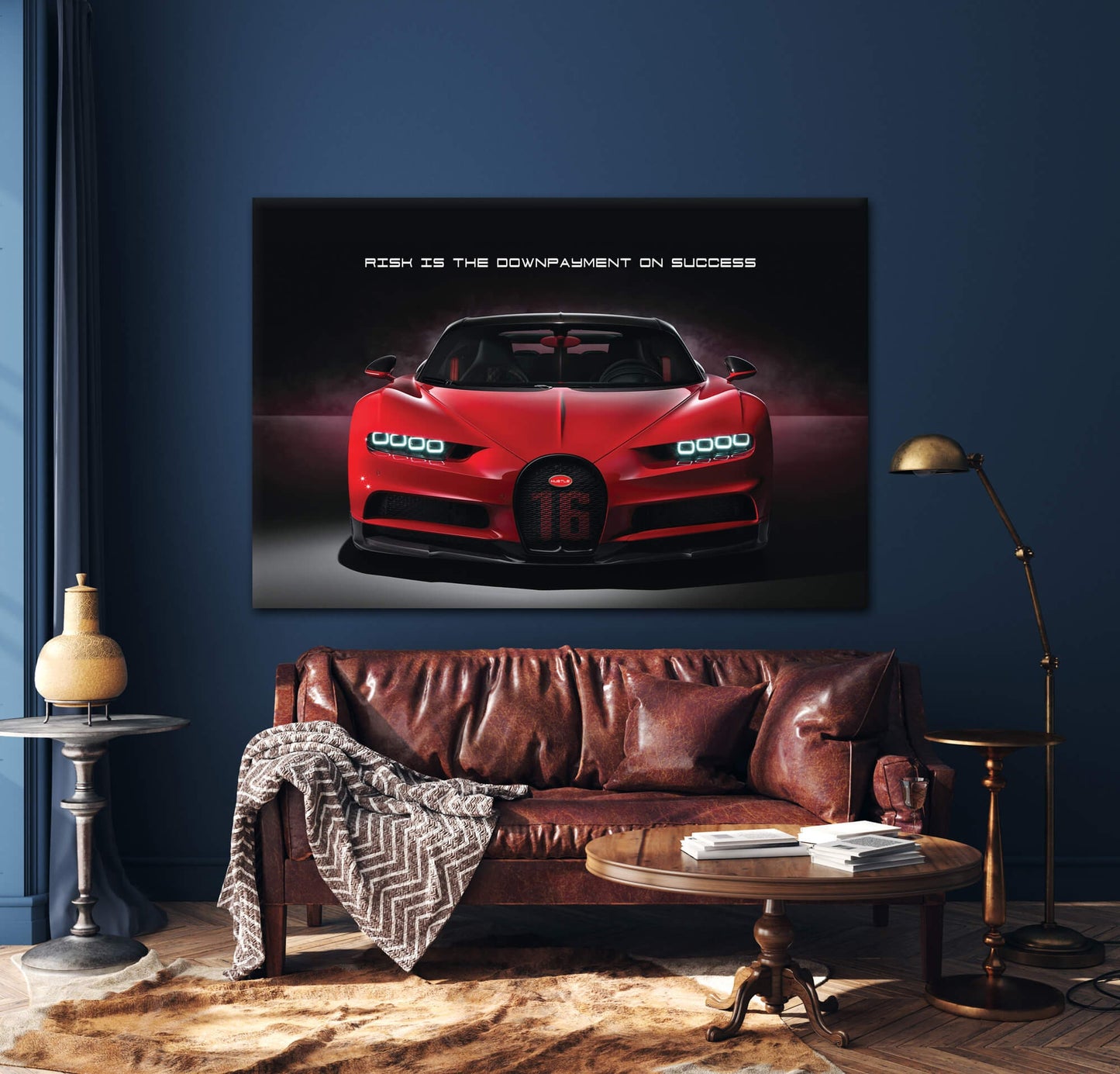 Risk Is the Downpayment on Success Motivational Sport Car Canvas Inspirational Red Car Quote Art Expensive Luxury Car Poster Office Art