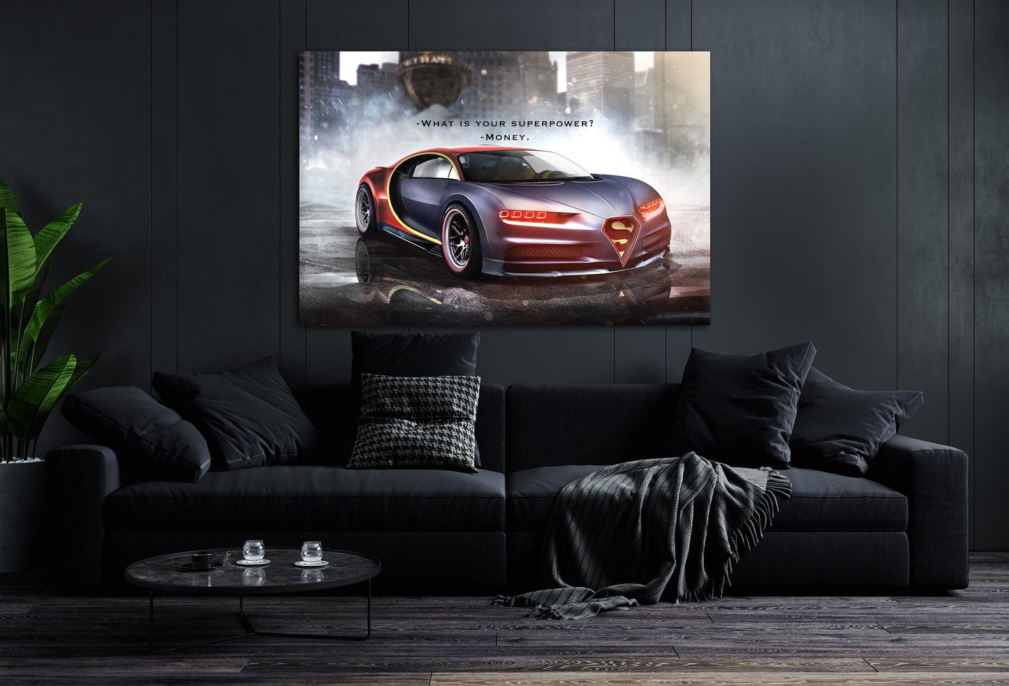 My Superpower Is Money Motivational Sport Car Canvas Inspirational Red Car Quote Art Expensive Luxury Car Poster Superman Car Office Art