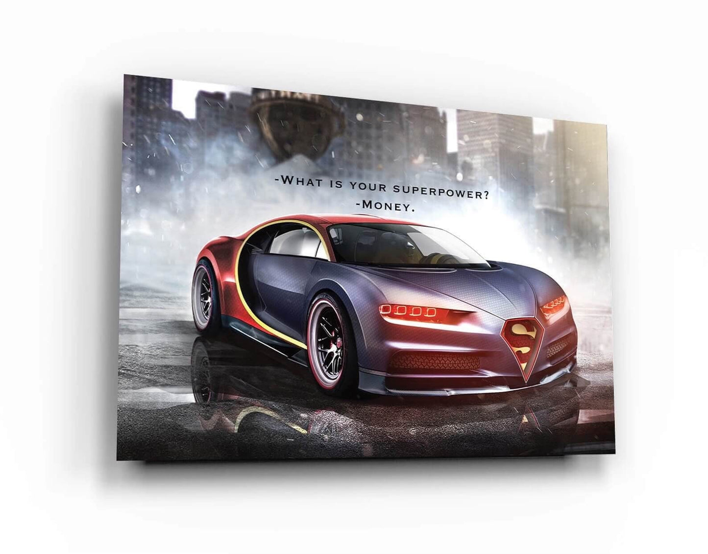 My Superpower Is Money Motivational Sport Car Canvas Inspirational Red Car Quote Art Expensive Luxury Car Poster Superman Car Office Art