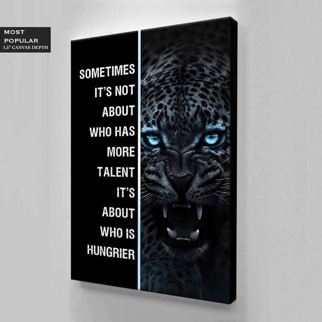 Motivational Canvas Quote Tiger Art Hard Work Beats Talent Every Time Poster Aggressive Tiger Look Inspirational Print Office Quote Design