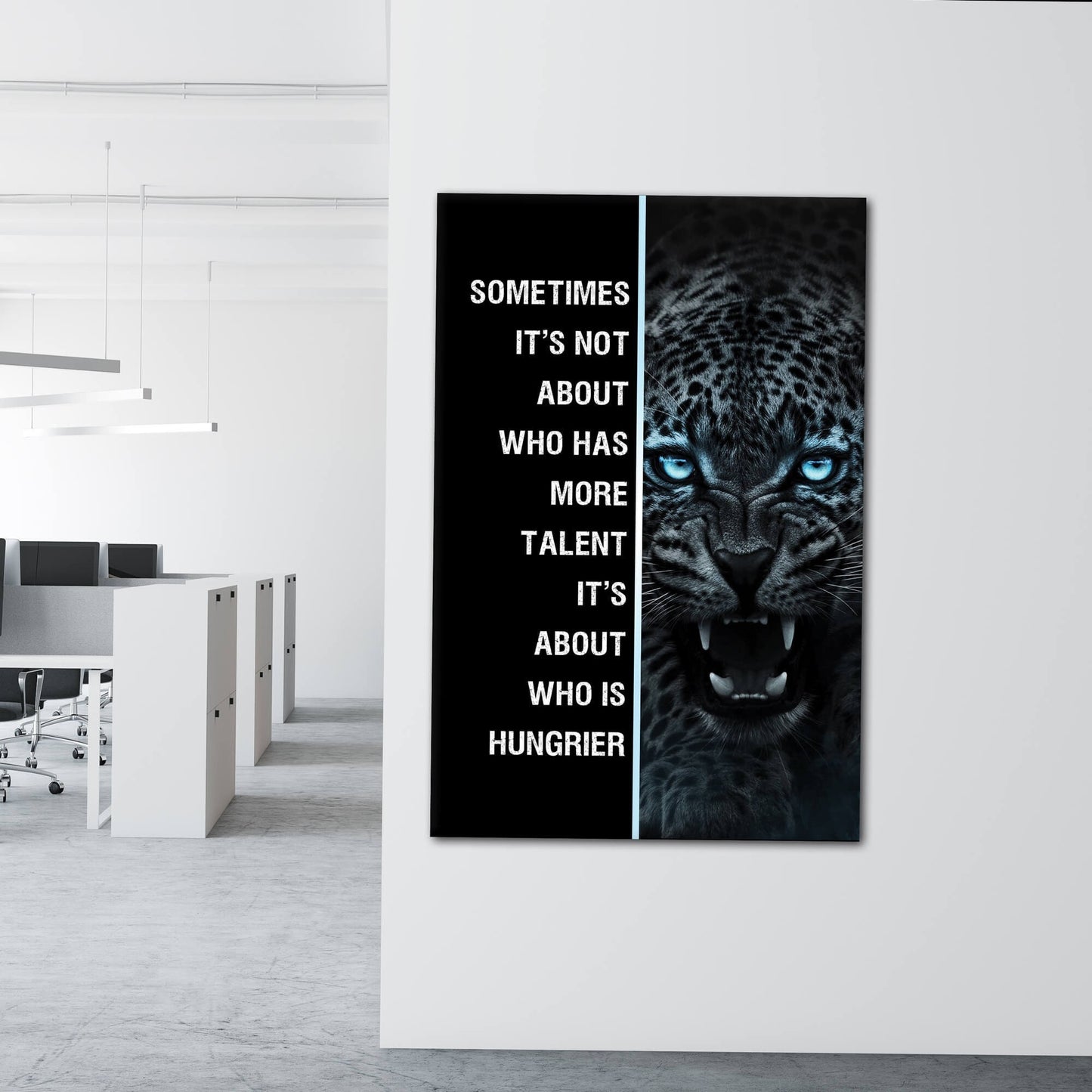 Motivational Canvas Quote Tiger Art Hard Work Beats Talent Every Time Poster Aggressive Tiger Look Inspirational Print Office Quote Design