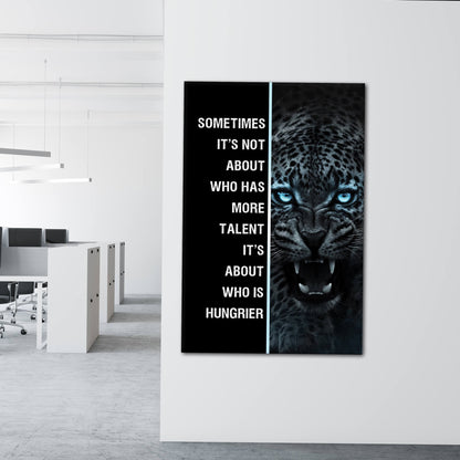 Motivational Canvas Quote Tiger Art Hard Work Beats Talent Every Time Poster Aggressive Tiger Look Inspirational Print Office Quote Design