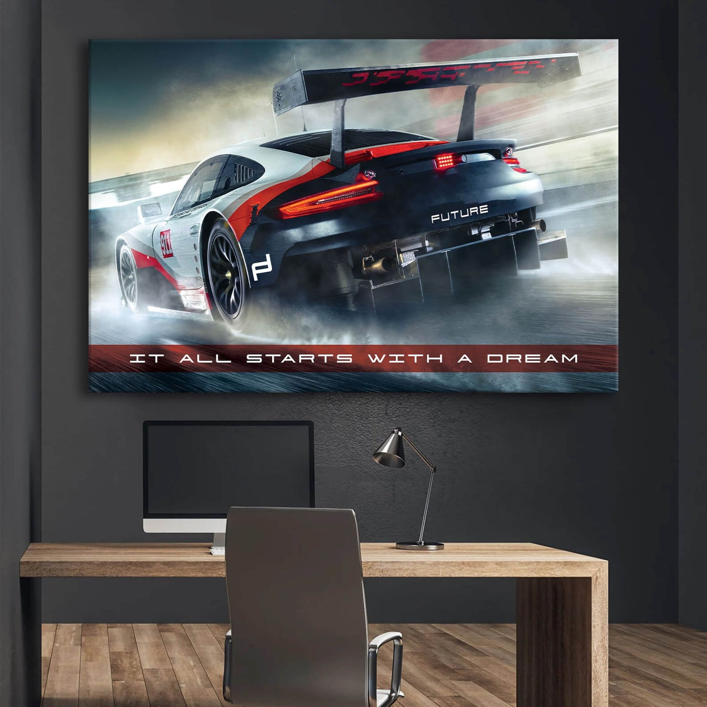 It All Starts with a Dream Acrylic Metal or Canvas Poster Print Sport Car Motivational Quote Living Room Office Car Quote Poster Decor