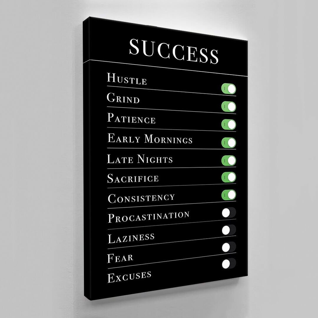 Motivational wall art canvas print inspirational SUCCESS art success alarm hustle grind early mornings sacrifice no fear no excuses poster