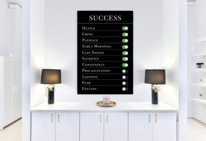 Motivational wall art canvas print inspirational SUCCESS art success alarm hustle grind early mornings sacrifice no fear no excuses poster