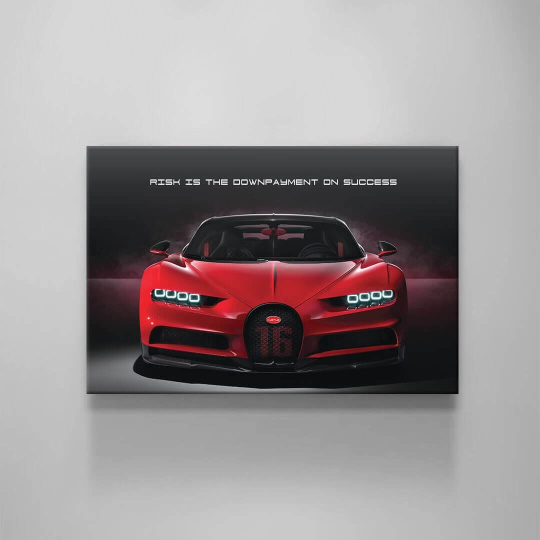 Risk Is the Downpayment on Success Motivational Sport Car Canvas Inspirational Red Car Quote Art Expensive Luxury Car Poster Office Art