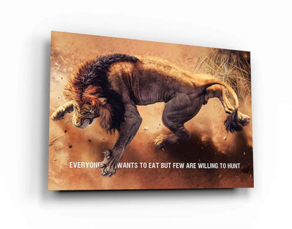 Adult Aggressive Lion Motivational Quote Canvas Home Wall Decor Inspirational Art Everyone Wants to Eat but Few Are Willing to Hunt