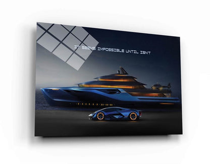 Millionaire Lifestyle Canvas Rich Wealthy Businessman It Seems Impossible Until Isn't Yacht and Sport Car Poster Luxury Background Print