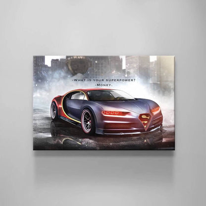 My Superpower Is Money Motivational Sport Car Canvas Inspirational Red Car Quote Art Expensive Luxury Car Poster Superman Car Office Art