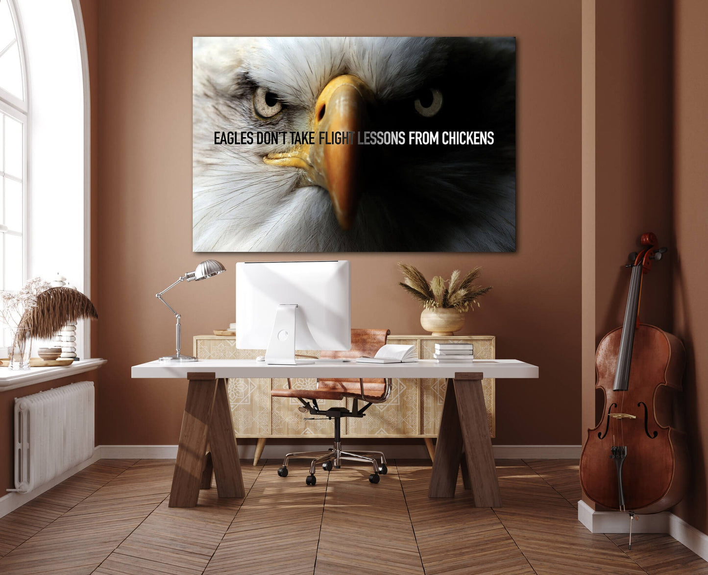 Eagles Don't Take Flight Lessons from Chickens Motivational Canvas Inspirational Aggressive Quote Office Art Entrepreneur Eagles Look Art