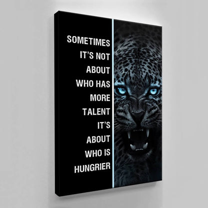 Motivational Canvas Quote Tiger Art Hard Work Beats Talent Every Time Poster Aggressive Tiger Look Inspirational Print Office Quote Design