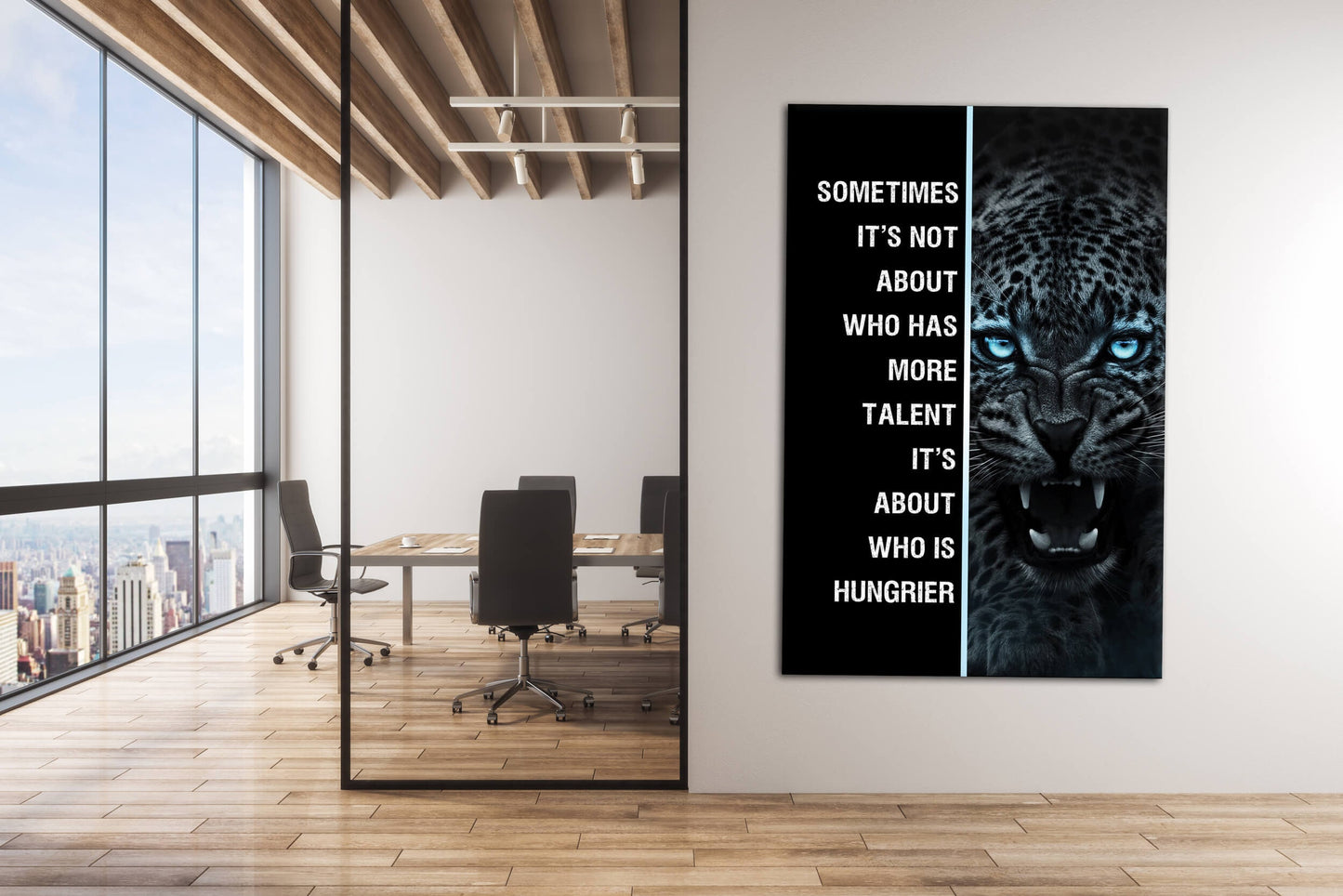 Motivational Canvas Quote Tiger Art Hard Work Beats Talent Every Time Poster Aggressive Tiger Look Inspirational Print Office Quote Design