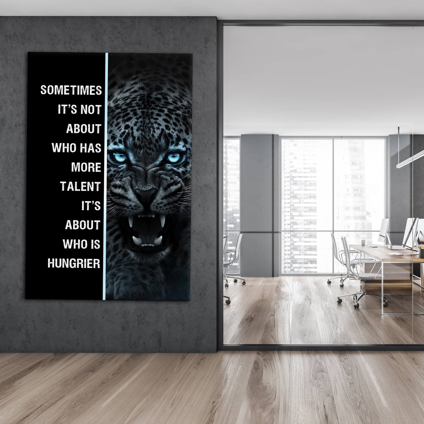 Motivational Canvas Quote Tiger Art Hard Work Beats Talent Every Time Poster Aggressive Tiger Look Inspirational Print Office Quote Design