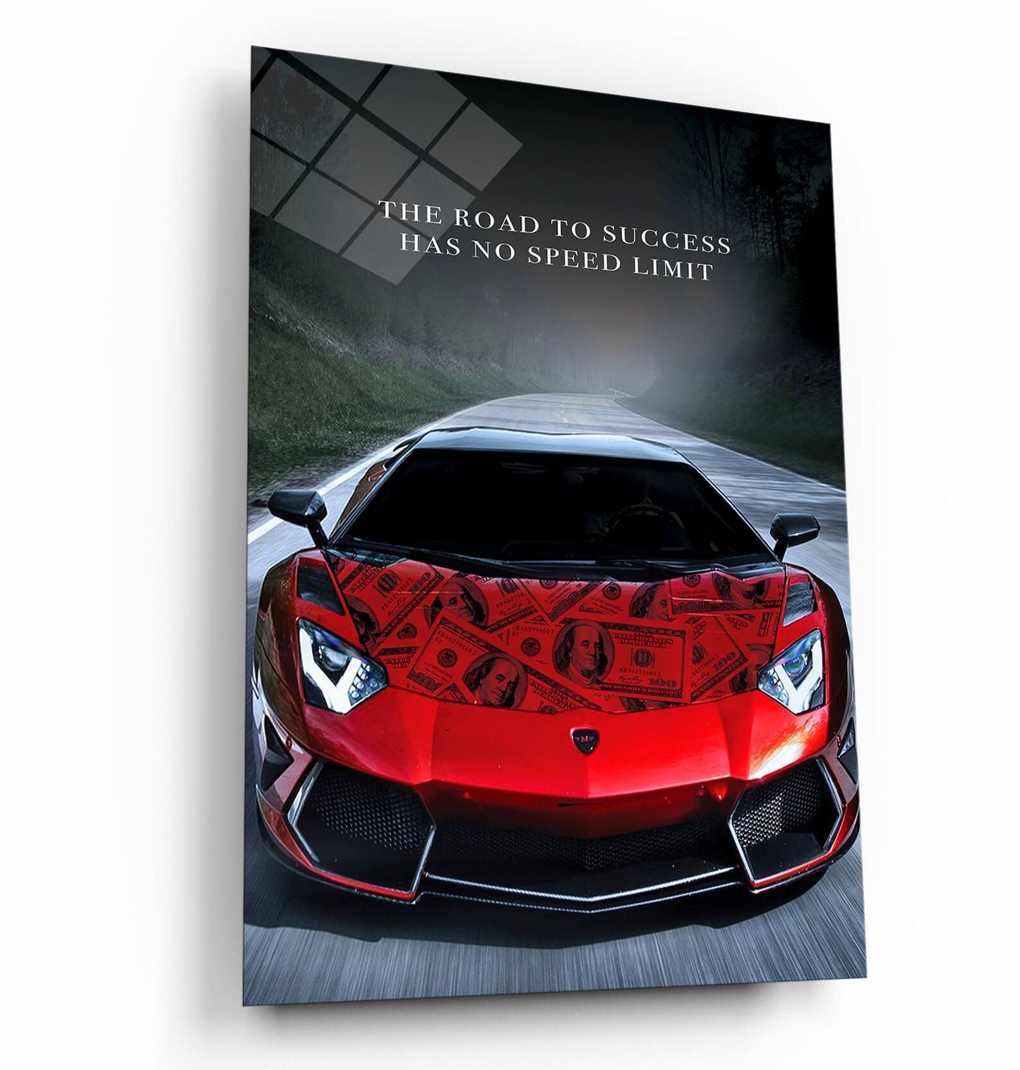 The Road to Success Has No Speed Limit - Motivational Wall Art - Inspirational Poster Quote - Red Lambo Canvas