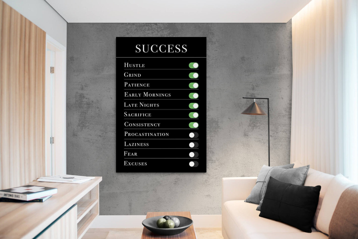 Motivational wall art canvas print inspirational SUCCESS art success alarm hustle grind early mornings sacrifice no fear no excuses poster