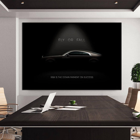 Risk Is the Downpayment on Success Motivational Luxury Car Canvas Inspirational Red Car Quote Art Expensive Luxury Car Poster Office Art