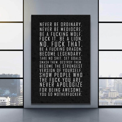 Motivational Wall Art Inspirational Poster Print Entrepreneur Quotes Office Canvas Never Be Ordinary Art Motivate Quotes Print