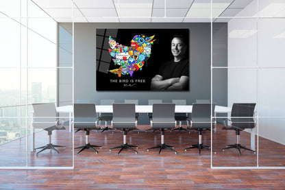 Elon Musk's Twitter Bird Free Speech Wall Art Twit-ter Wall Poster Blue Bird Art First Post Ever Canvas Social Media Logo Meme Office