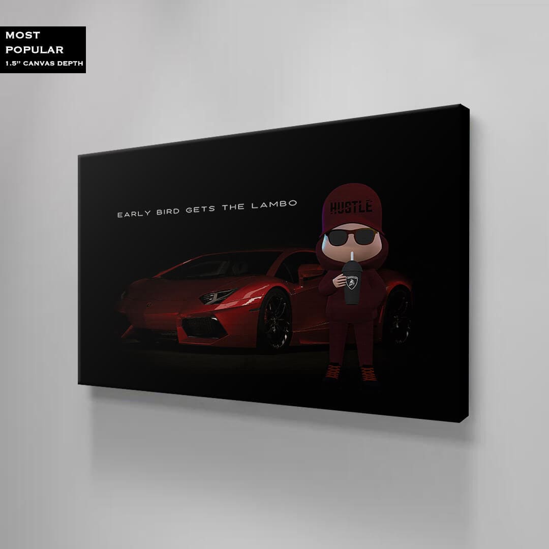 Early Bird Gets the Lambo Acrylic Red Lamborghini Luxury Lifestyle Motivational Quote Poster Millionaire Sport Car Hustle Art