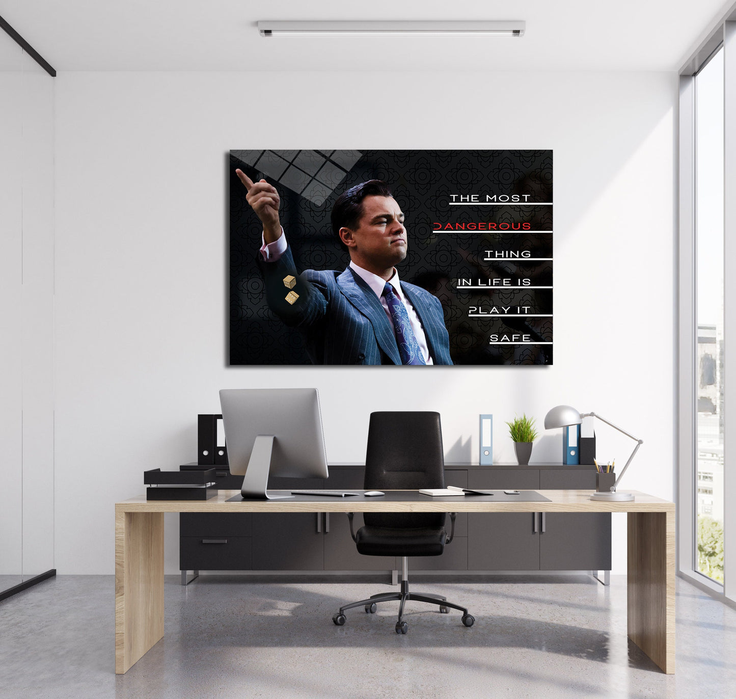 Wolf of Wall Street Motivational Wall Art - Risk Everything Inspirational Poster - Leonardo Quote Print - Leo Speech Canvas Entrepreneur Art