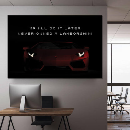 Motivational Wall Art Red Lambo Owner Quote Poster Inspirational Office Print Lamborghini Canvas Decor Entrepreneur Sport Car Cool Quote