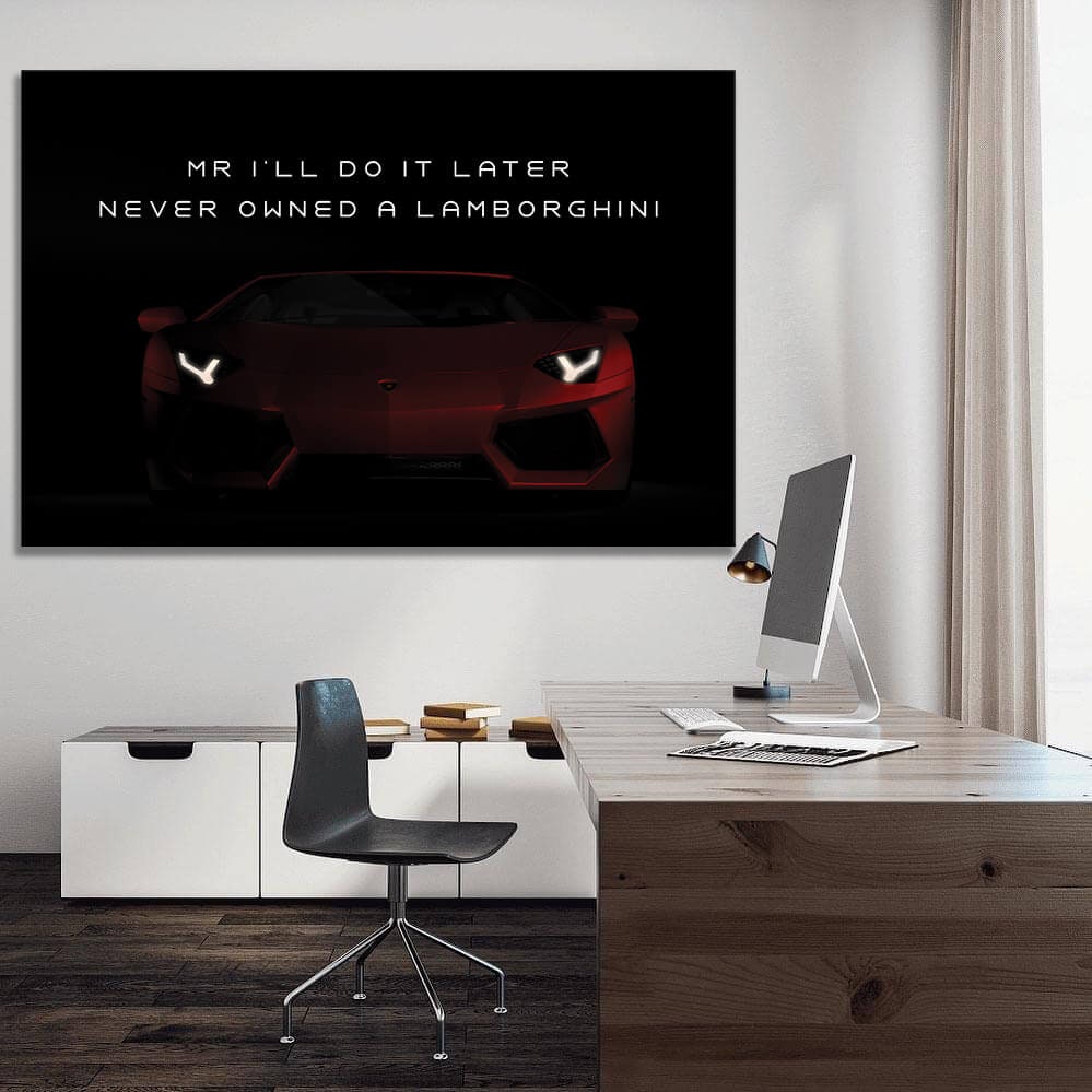 Motivational Wall Art Red Lambo Owner Quote Poster Inspirational Office Print Lamborghini Canvas Decor Entrepreneur Sport Car Cool Quote