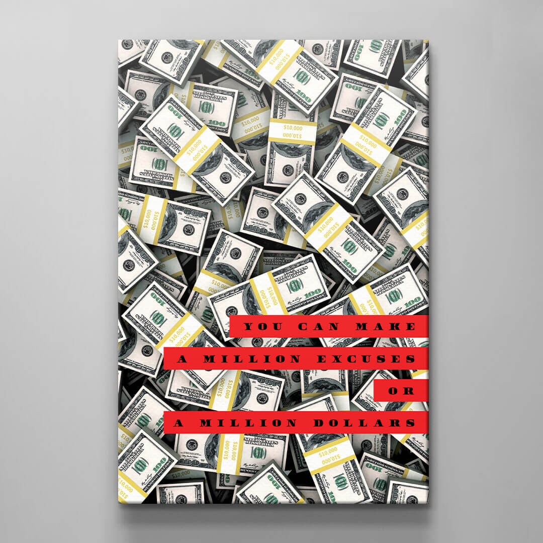 Motivational Wall Art Inspirational Office Poster Money Quote Canvas Million Dollars Art No Excuses Poster Entrepreneur Motivate Print