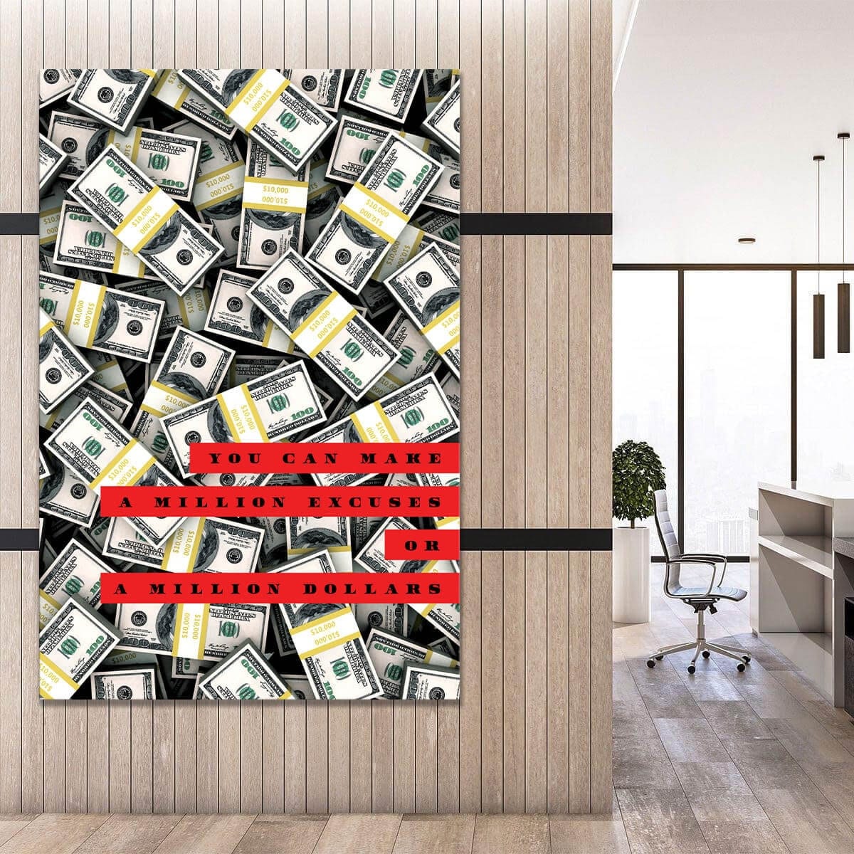 Motivational Wall Art Inspirational Office Poster Money Quote Canvas Million Dollars Art No Excuses Poster Entrepreneur Motivate Print