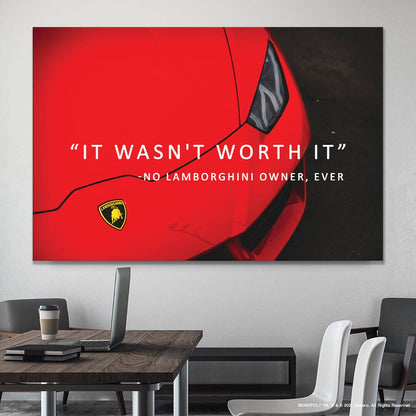 Motivational Wall Art Red Lambo Owner Quote Poster Inspirational Office Print Lamborghini Canvas Decor Entrepreneur Sport Car Cool Quote