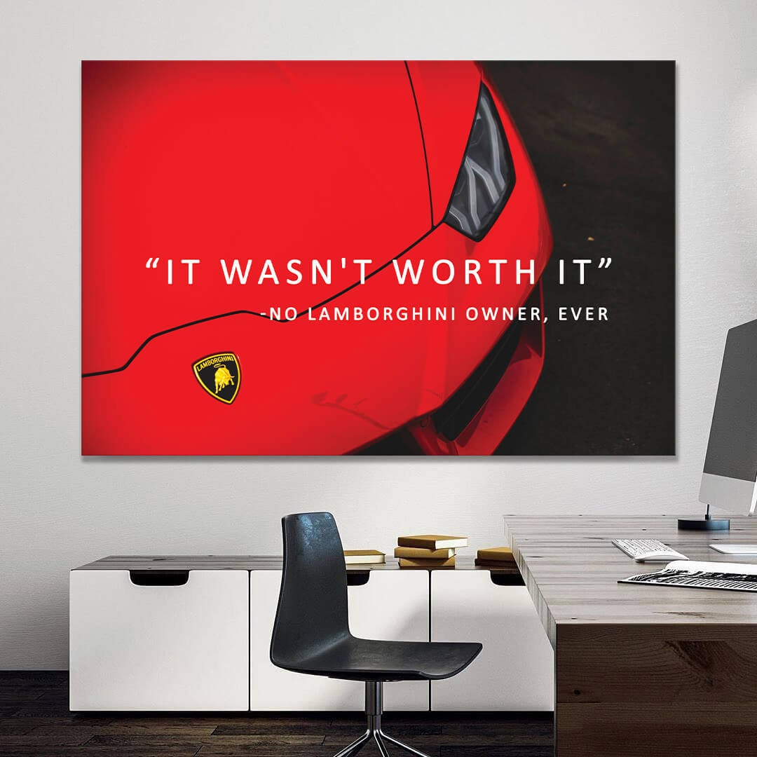 Motivational Wall Art Red Lambo Owner Quote Poster Inspirational Office Print Lamborghini Canvas Decor Entrepreneur Sport Car Cool Quote