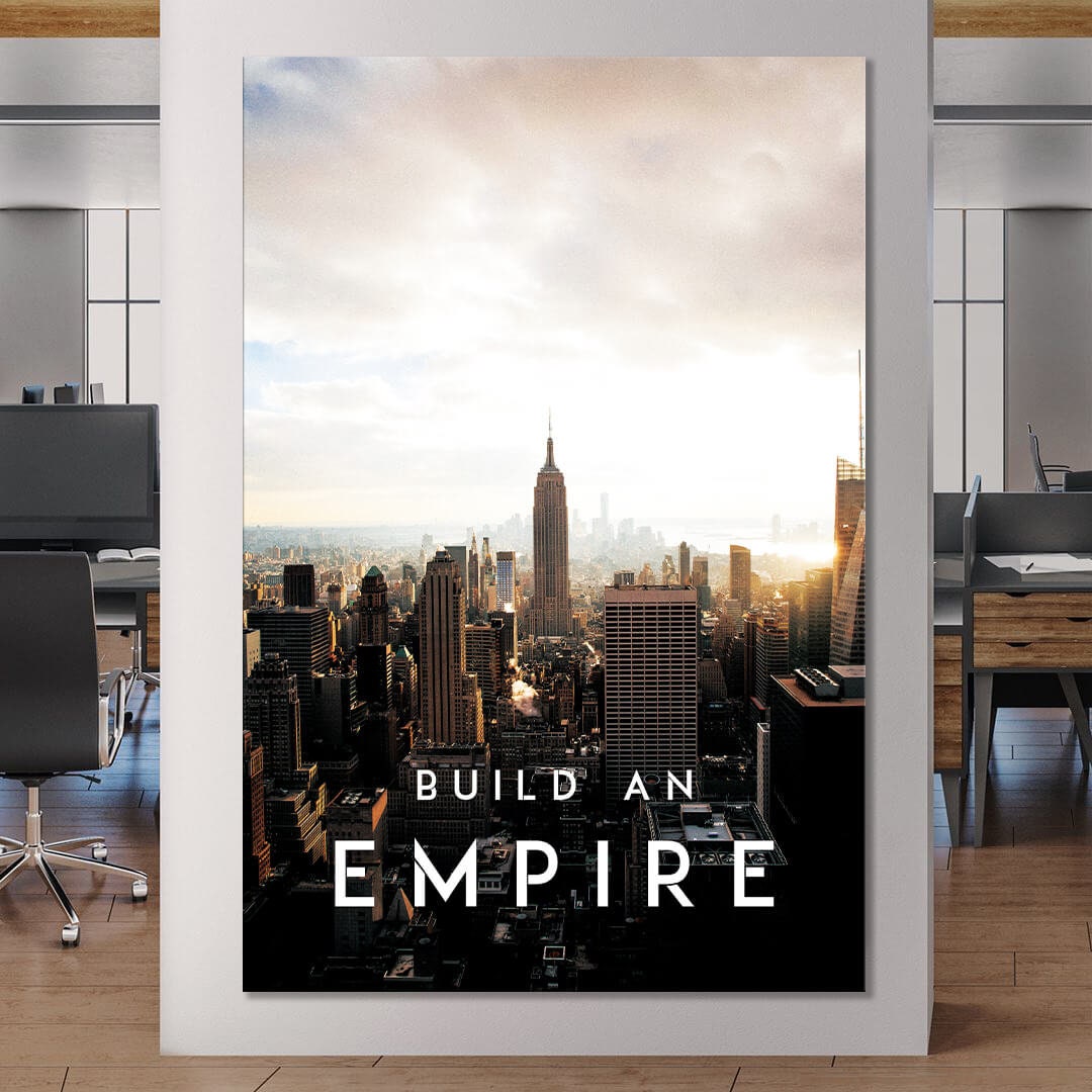 Build an Empire Motivational Wall Art City View Golden Hour Canvas City from Above Poster Inspirational Quote Print Office Decor