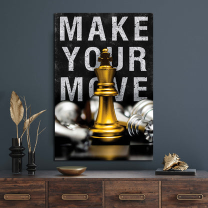 Make Your Move Motivational Wall Art Gold Chess Inspirational Quote Poster King Move Office Print Entrepreneur Canvas Prove Them Wrong