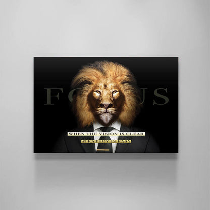 Motivational Wall Art Clear Vision Inspirational Quote Poster Lion Head Costume Print Strategy Canvas Focus Entrepreneur