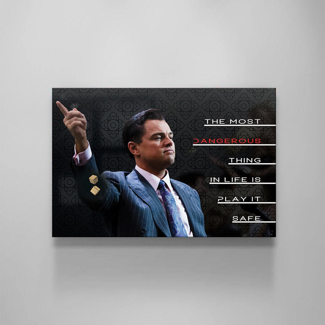 Wolf of Wall Street Motivational Wall Art - Risk Everything Inspirational Poster - Leonardo Quote Print - Leo Speech Canvas Entrepreneur Art