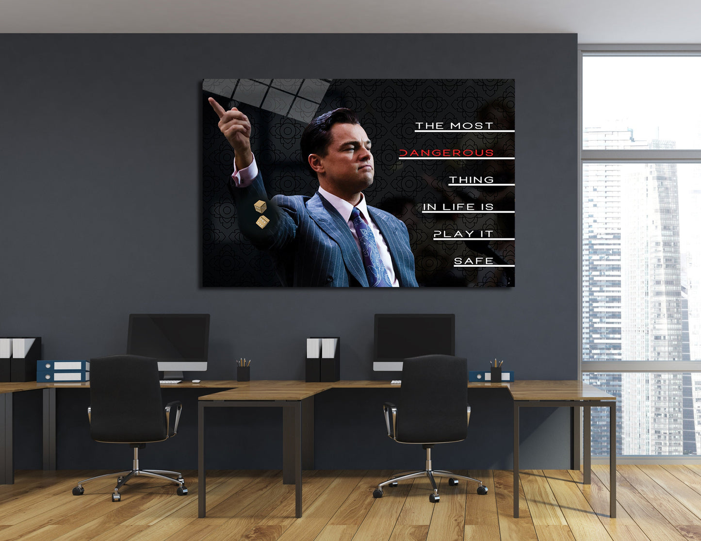 Wolf of Wall Street Motivational Wall Art - Risk Everything Inspirational Poster - Leonardo Quote Print - Leo Speech Canvas Entrepreneur Art