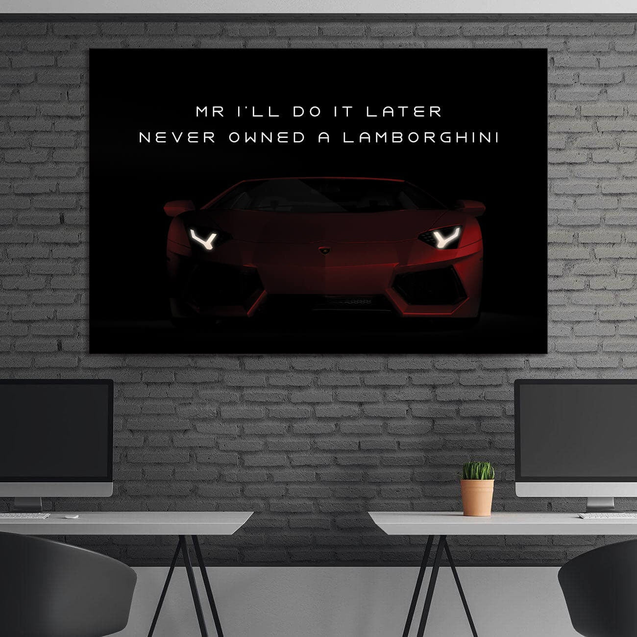 Motivational Wall Art Red Lambo Owner Quote Poster Inspirational Office Print Lamborghini Canvas Decor Entrepreneur Sport Car Cool Quote