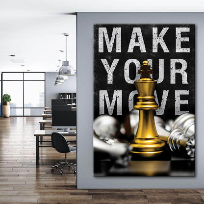 Make Your Move Motivational Wall Art Gold Chess Inspirational Quote Poster King Move Office Print Entrepreneur Canvas Prove Them Wrong