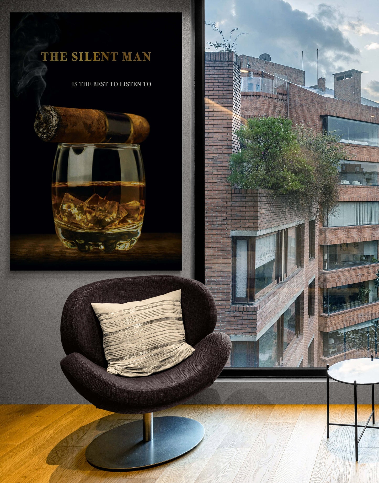 Real Men's Canvas Whiskey Wall Art Cigar Poster Actions Over Words Print The True Man Gift for Him Motivational Inspirational Wall Art