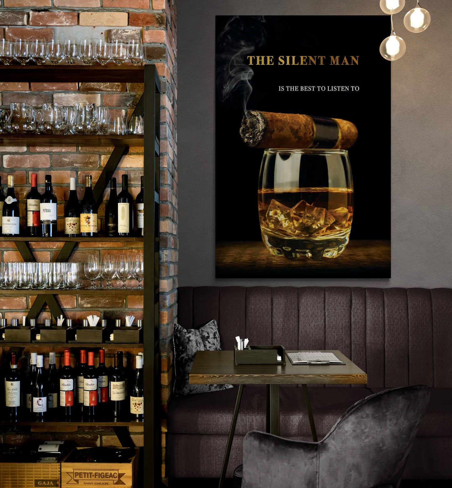 Real Men's Canvas Whiskey Wall Art Cigar Poster Actions Over Words Print The True Man Gift for Him Motivational Inspirational Wall Art