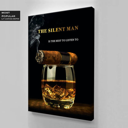 Real Men's Canvas Whiskey Wall Art Cigar Poster Actions Over Words Print The True Man Gift for Him Motivational Inspirational Wall Art