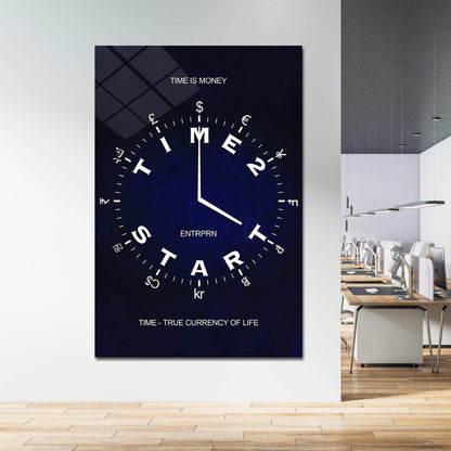 Time is Money Wall Art - Motivational Office Currency Watch Inspirational Entrepreneur Poster - Time to Start Print - Currency of Life Canvas