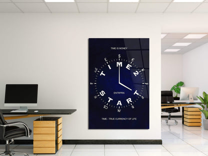 Time is Money Wall Art - Motivational Office Currency Watch Inspirational Entrepreneur Poster - Time to Start Print - Currency of Life Canvas