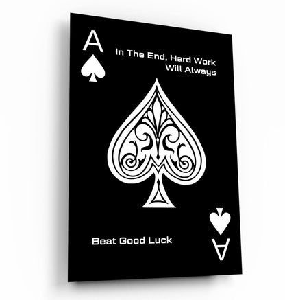 Motivational Wall Art Inspirational Poster Print Entrepreneur Office Canvas Hard Work Always Beat Good Luck Ace of Spades