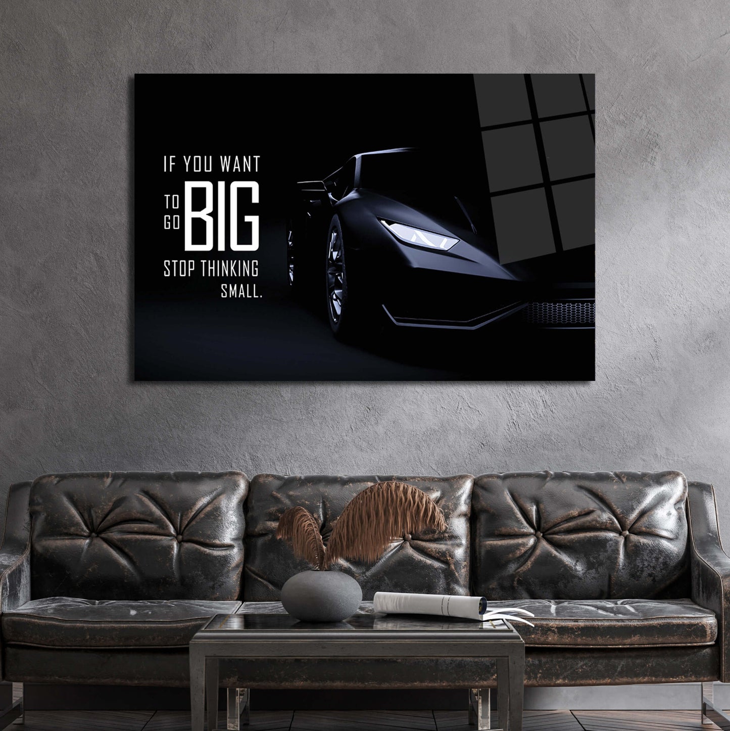 Go Big Lambo Wall Art Sport Car Success Quote Wall Art Inspirational Entrepreneur Home Office Decor Stop Thinking Small Level Up Art