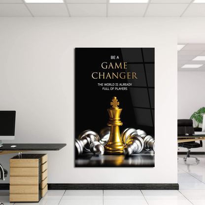 Be A GAME CHANGER Motivational Wall Art, Gold Chess Inspirational Quote Poster, King Move Office Print, Entrepreneur Canvas, Bold Thinking