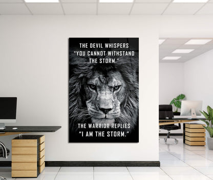 I Am the Storm Motivational Quote Wall Art Modern Office Decor Lion Wall Art Inspirational Saying Entrepreneur Gift Success Poster Print