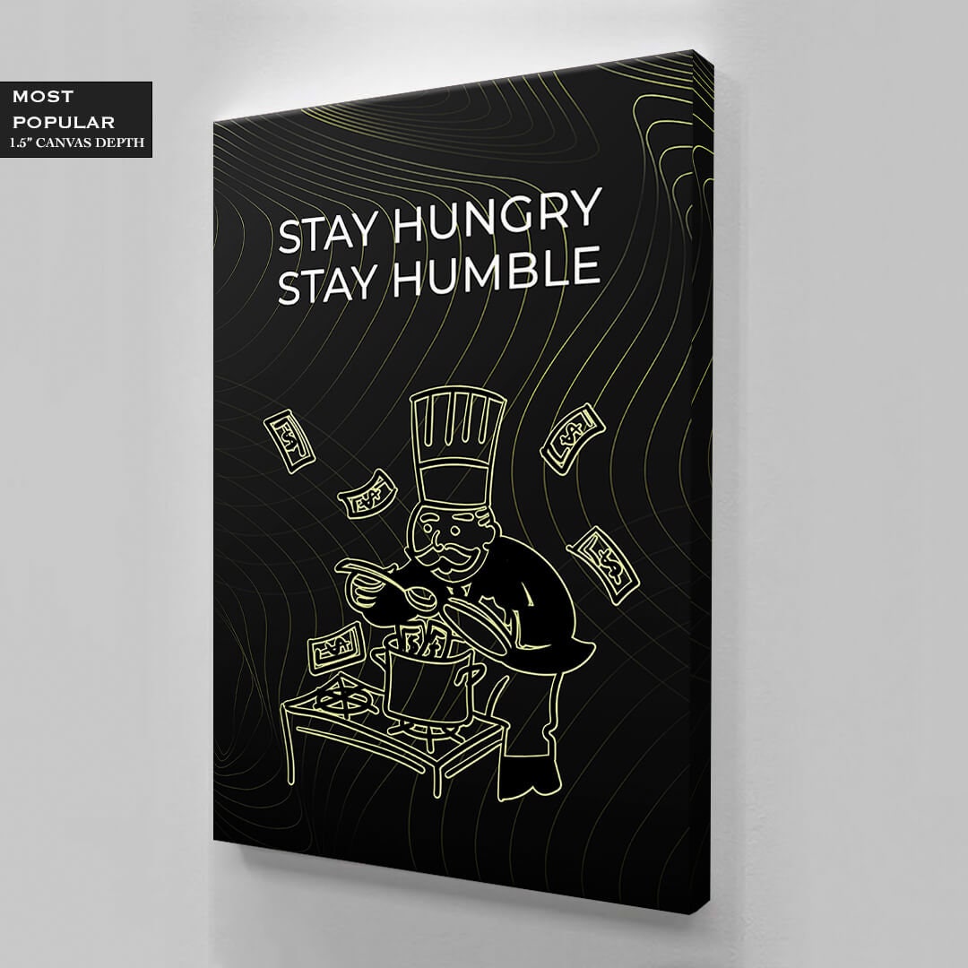 Stay Hungry Stay Humble Canvas Black Burgher with Diamonds Motivational Quote Poster Leader Print Inspirational Office Art