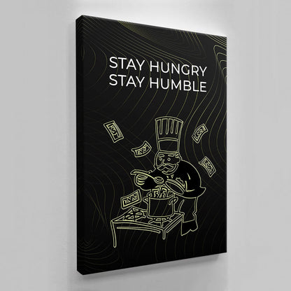 Stay Hungry Stay Humble Canvas Black Burgher with Diamonds Motivational Quote Poster Leader Print Inspirational Office Art