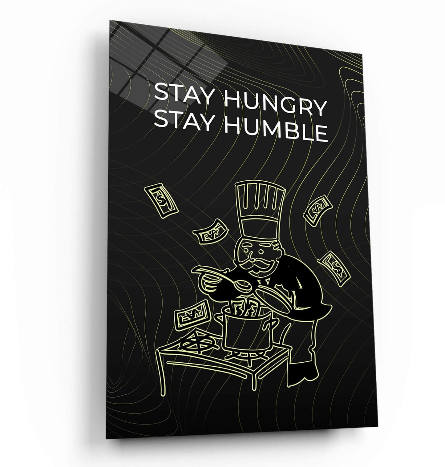 Stay Hungry Stay Humble Canvas Black Burgher with Diamonds Motivational Quote Poster Leader Print Inspirational Office Art