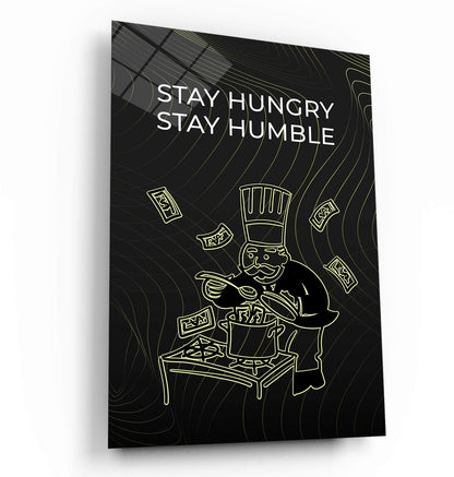 Stay Hungry Stay Humble Canvas Black Burgher with Diamonds Motivational Quote Poster Leader Print Inspirational Office Art